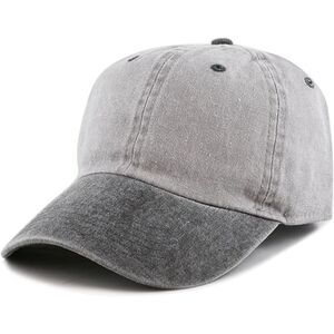 Unisex Gray & Black 100% Cotton Pigment Adjustable Size Baseball Six Panel Cap